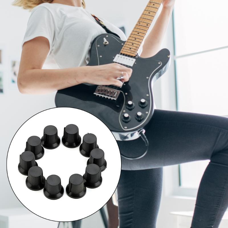 10Pcs Potentiometer Control Knob 6mm Knurled Shaft Hole Amplifier Knob Plastic Electric Guitar Knobs Easy to Install