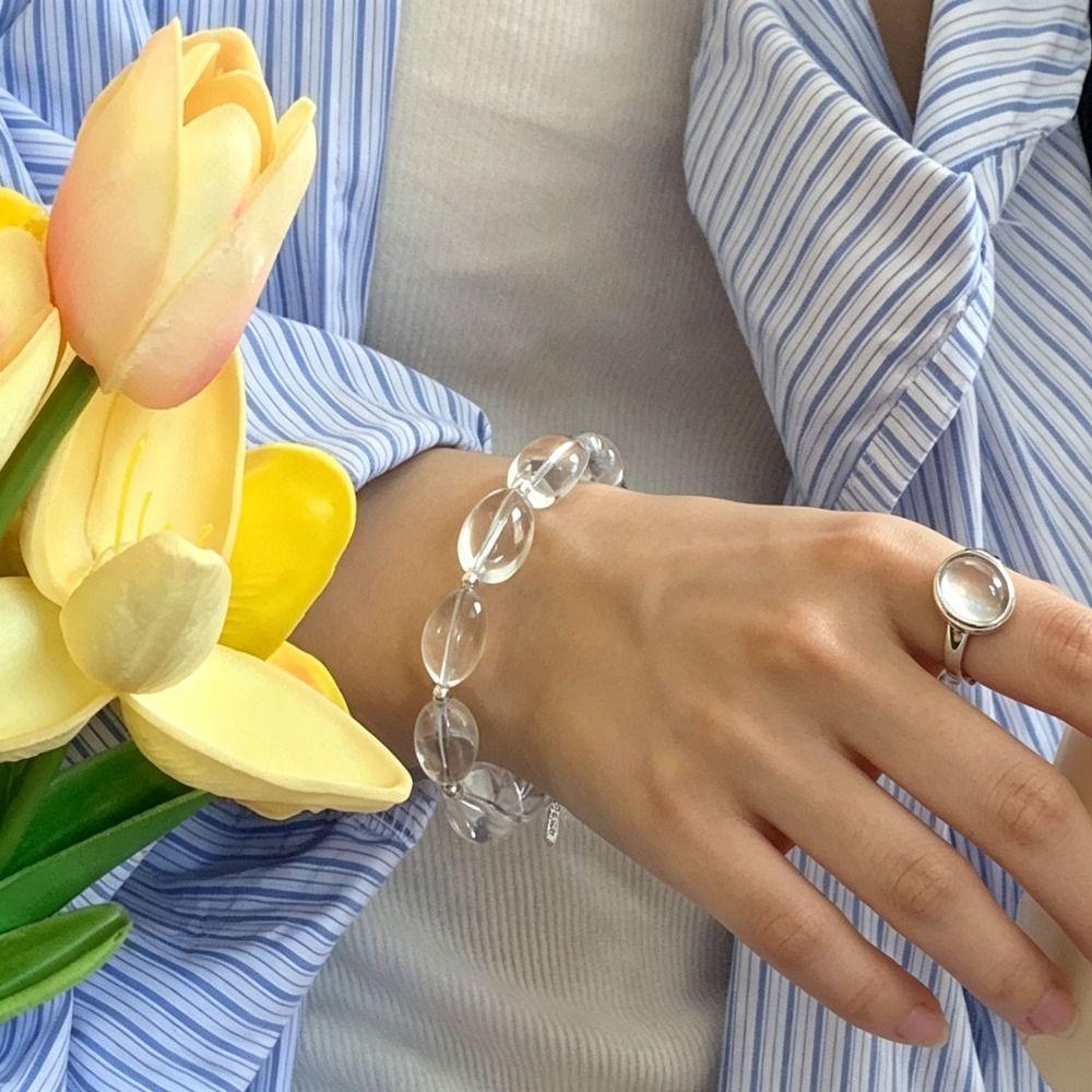 Adjustable Transparent Finger Rings Cool Style Crystal Ring Transparent Stone Ring  Summer