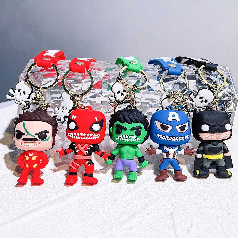 Unique Superhero Keychain Dark Version Featuring Captain America Hulk Batman Iron Man