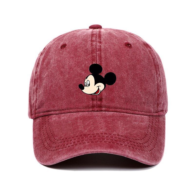 Retro Washed Mickey Mouse Print Baseball Cap Men Women Vintage Kpop Snapback Cap Adjustable Breathable Trucker Hat Sunscreen Hat