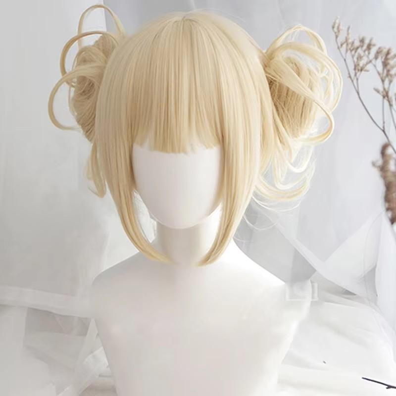 Himiko Toga Kort Lichtblond Synthetisch Chip Paardenstaarten Hittebestendig Cosplay Kostuum Pruik+Pruikkap One Size beige