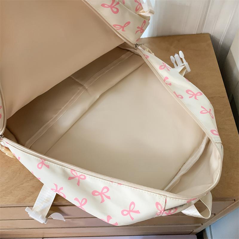 Three-piece Backpack Set Women's School Bag Bow Backpack Large Capacity Lightweight Backpack