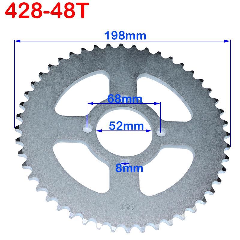 428 Chains 25T/31T/32T/37T/39T/41T/42T/48T 48mm 76mm Rear Chain Sprocket for ATV Quad Pit Dirt Bike Buggy Go Kart Motorcycle