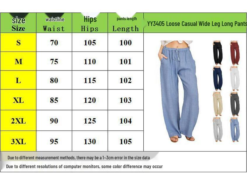 2024 Plus Size Women's Casual Loose Cotton & Linen Long Pants - European & American Style