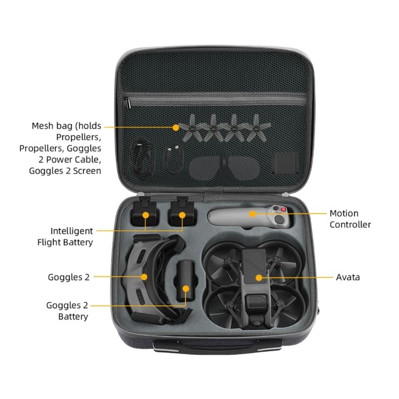 For Avata Storage Bag  Remote Controller Goggles 2 Battery for Case Charging Cable Mesh Bag Portable Carrying Box