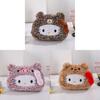 Plush Leopard Print Hellokitty Pencil Case With Large Capacity For Students And Kids