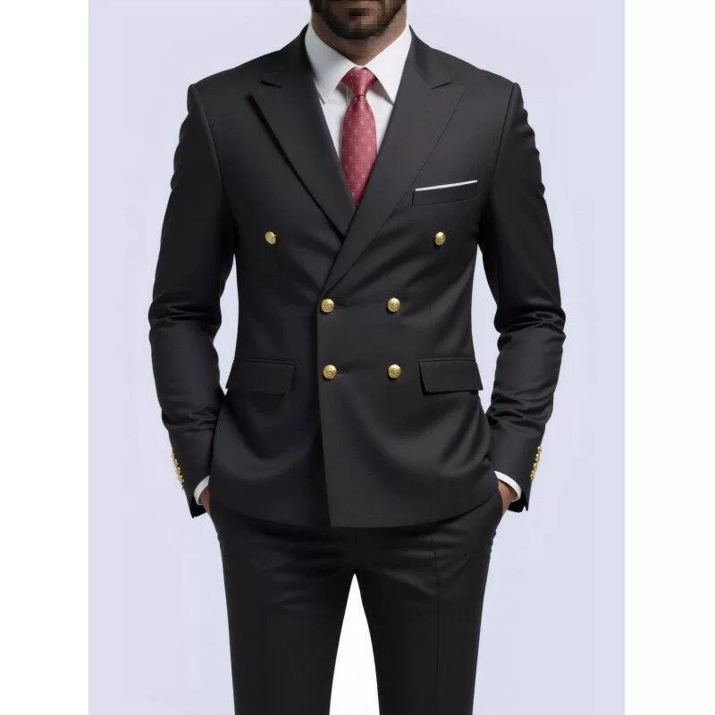 Fashion Men's Leisure Boutique Business Banquet Solid Color Wedding Double Breasted Slim Fit Suit Blazers Jacket