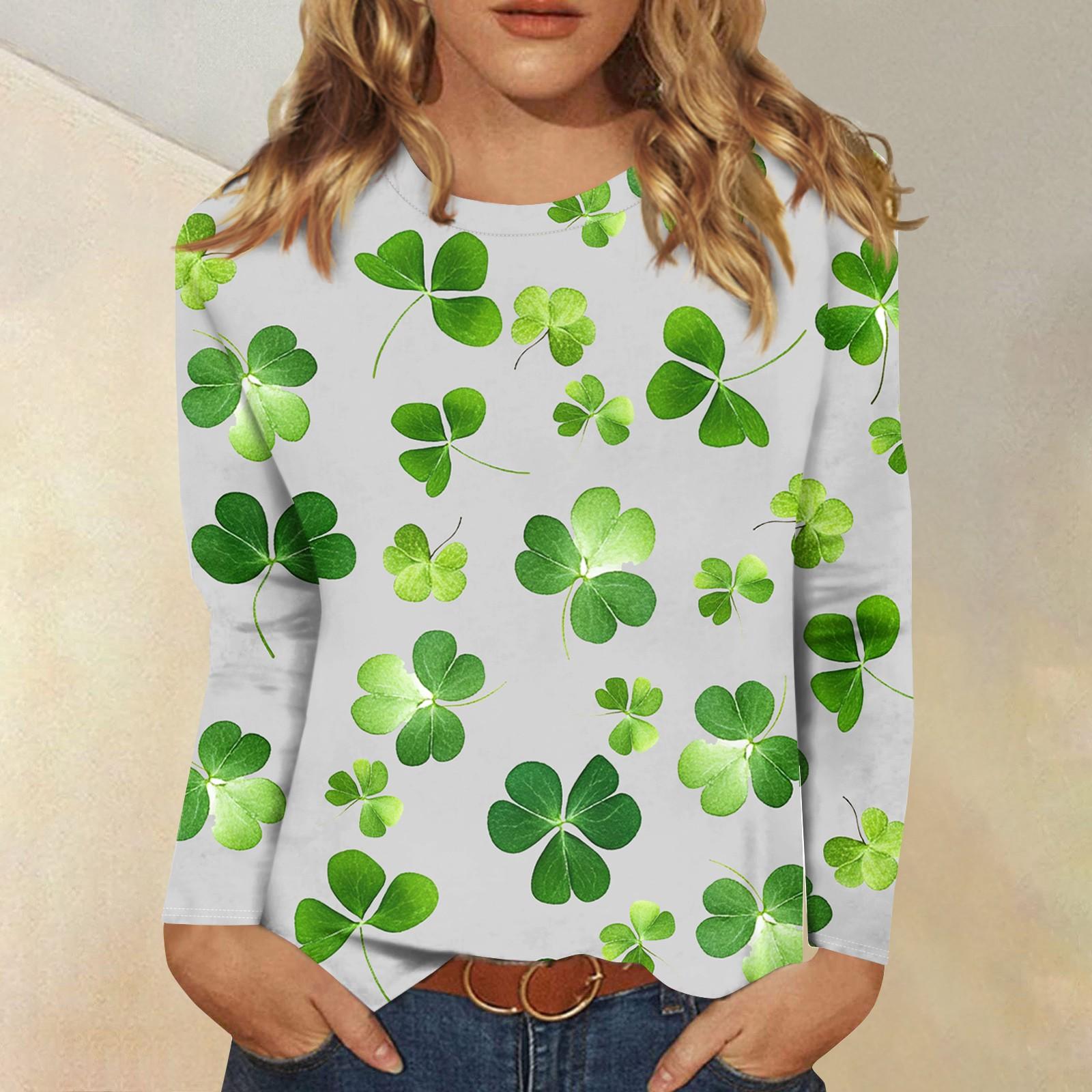 

Рубашки с длинным рукавом для женщин Милые принты Футболки Блузки Повседневные Большие размеры Базовые топы Пуловеры Рождественские S циан