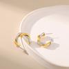 Hiphop Gold Silver Mixed Color Twisted C Shaped Cross Earrings 18k Gold Plated For Women