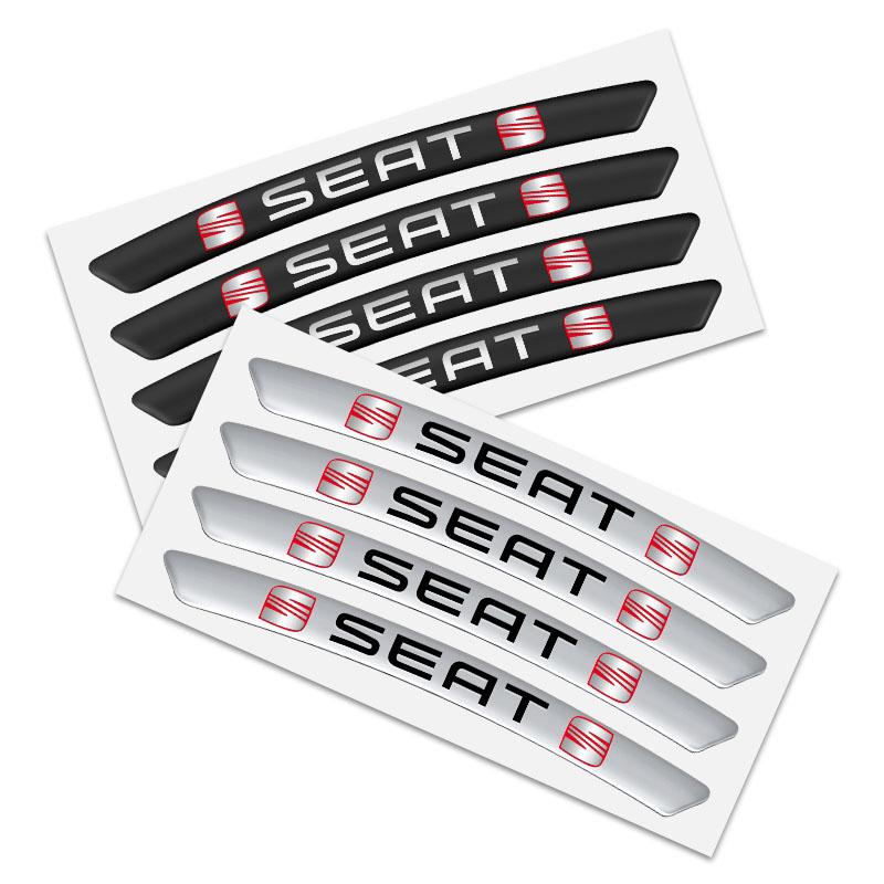 4 stuks Aluminium Auto Wielnaaf Badge Sticker Band Velg Decor Decal voor Seat Leon Alhambra FR Altea Ibiza Toledo Cordoba Arona 5 6 MII
