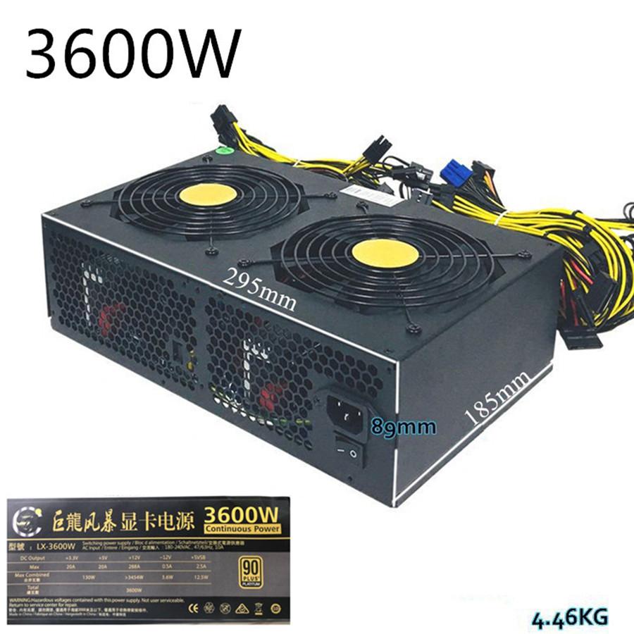 3600W ATX PSU Power Supply Bitcoin Miners psu PC Power Supply 12 Card Mining Rig 90% High Efficiency 180-240V pico psu For BTC ETC Power Mining