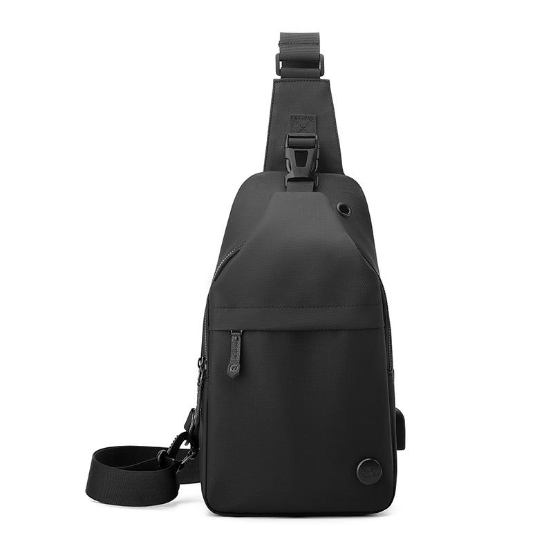 New Men's Oblique Span Chest Bag Lightweight Waterproof Shoulder Bag Multifunctional USB Charging Interface Chest Bag