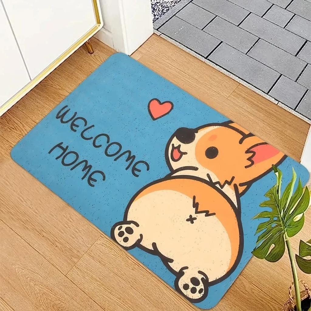 1PC Colorful Wooden Welcome Pattern Door Mats Kitchen Rug Non-Slip Pop Bathroom Rugs Bath Mat Carpet for Home Sink Laundry Decor