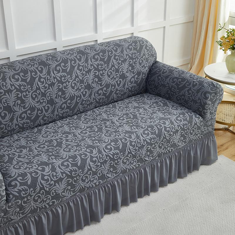 1pc European Style Flower Sofa Slipcover with Skirt Jacquard Non-slip Sofa Covers Furniture Protector for Living Room Home Decor