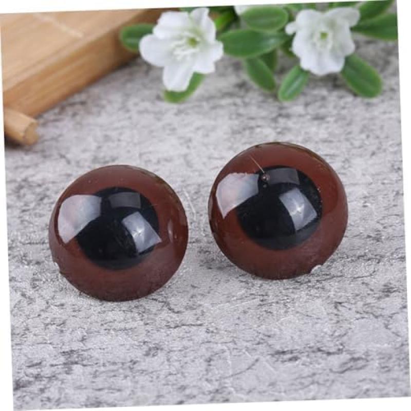 20 Pieces Safety Eyes Plastic Brown for Amigurumi Plush Toy Crafting with Sparkling Gloss and Realistic Look for DIY Teddy Bears and Stuffed Animals