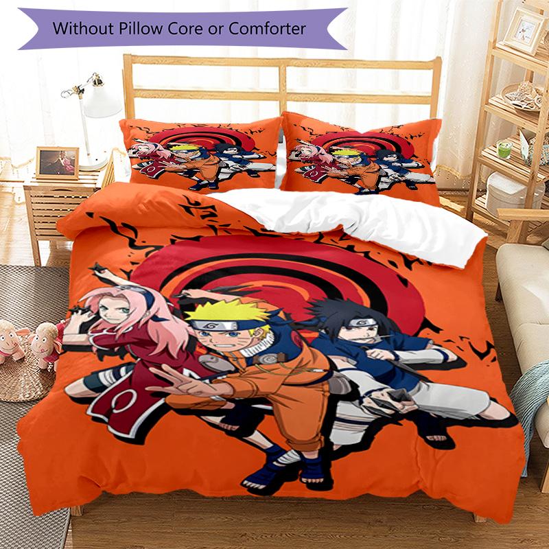 3pcs NARUTO (2) Design Cover Set - HD Printed Bedding with 1 Cover and 2 Pillowcases - Perfect for Home and Dorm Decor