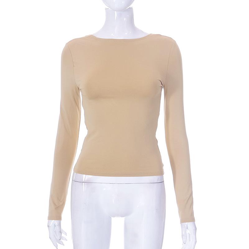 GMXIA Women's Autumn Solid Color Reversible Two-wear Small Top Woman