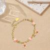 Unique Peach Bracelet Handmade Peach Beads Bracelet Alloy Texture Adjustable Bracelet for Present and Everyday Wear
