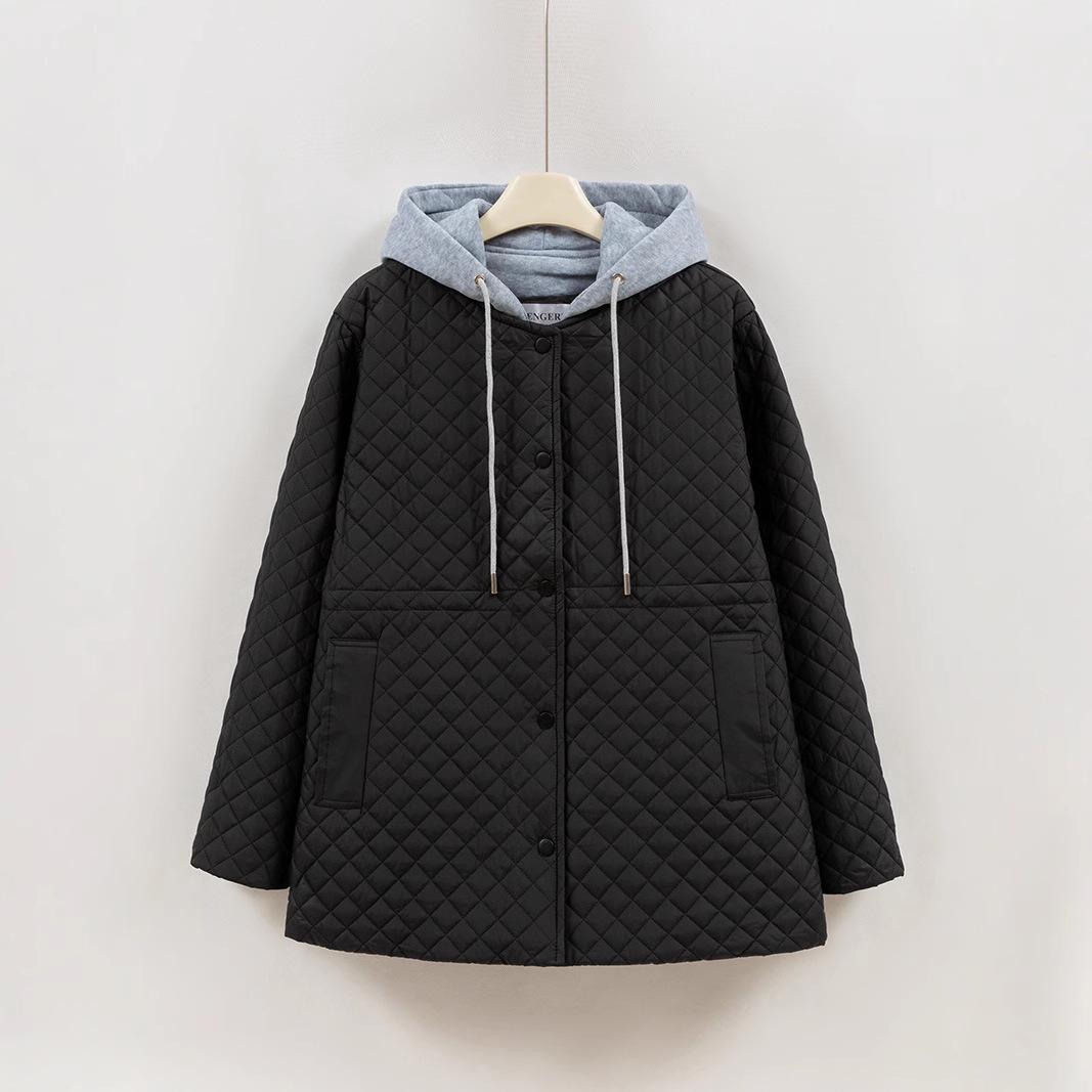 

Женские осенние и зимние куртки, поддельная двухкомпонентная куртка с капюшоном Diamond, легкая, свободная, ветрозащитная, короткая, женская, 5 цветов M чёрный