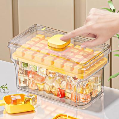 Vassoio per cubetti di ghiaccio con contenitore per coperchio Paletta per ghiaccio Macchina per cubetti di ghiaccio a 32 cavità per congelatore Vassoio per cubetti di ghiaccio fai da te a rilascio facile per whisky cocktail caffè
