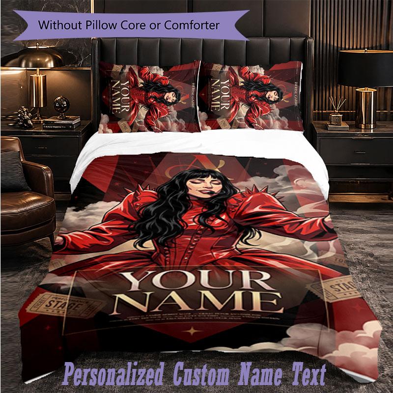 Personalized 3Pcs Bedding SetLady Gaga Custom Text Duvet Cover Pillowcase Set Bedroom Gift