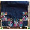 Used Black Hmong handmade indigo-dyed & embroidered motif stole (ethnic clothing)