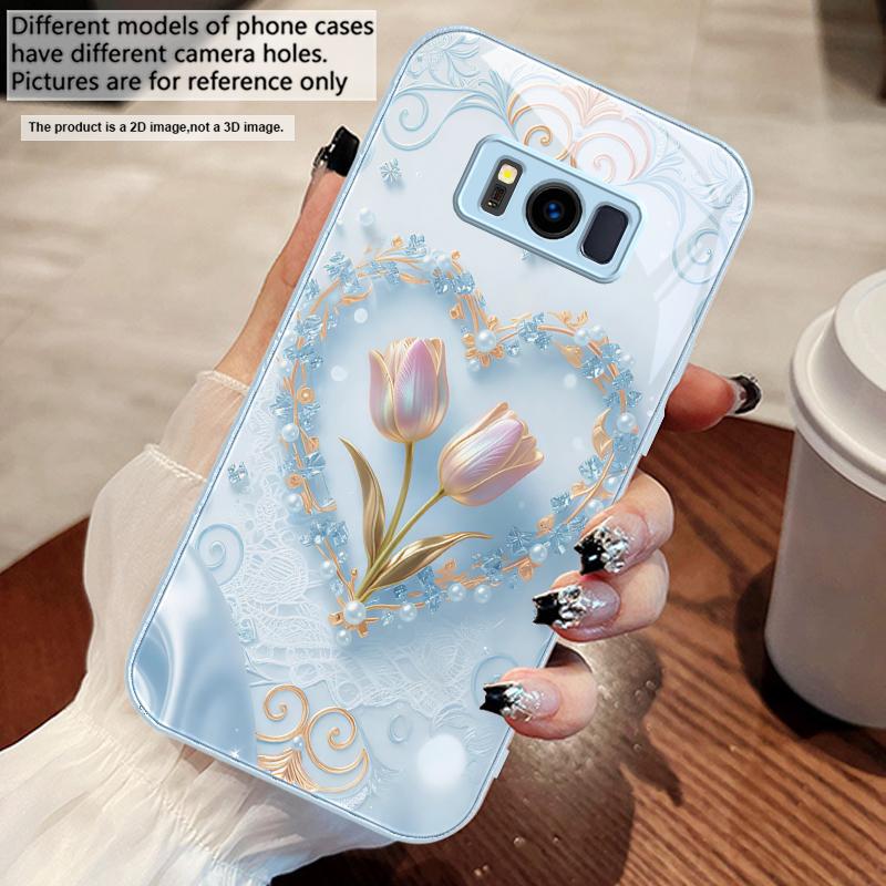 Love's Pink Purple Tulip For Samsung S25 S25 Edge S25Ultra S8 9 S10 20 U Ltra S21 Pro 22 Plus S23 FE S24 Ultra Glass Phone Case