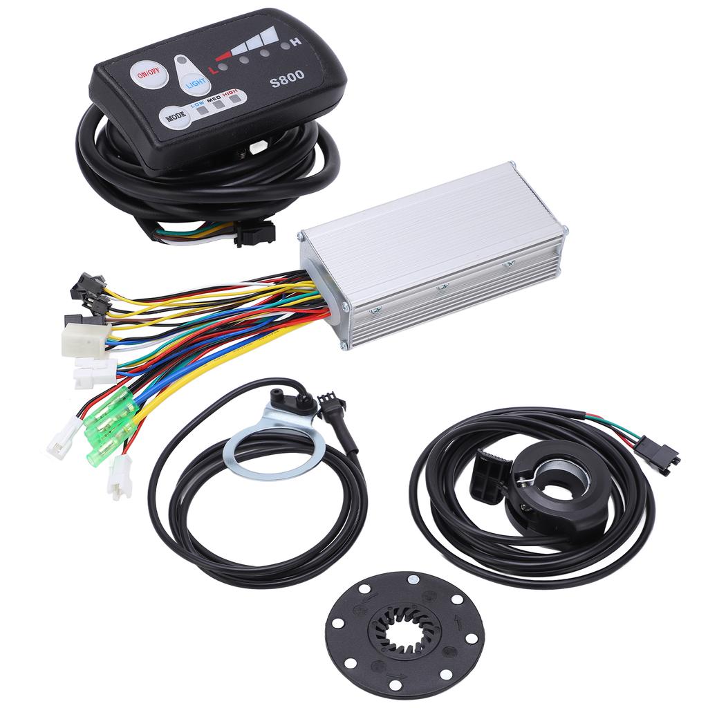 Electric Bike Motor Controller 22A Common Speed Controller 36V 48V with LEDS800 Panel Thumb Throttle for 500W Bicycle