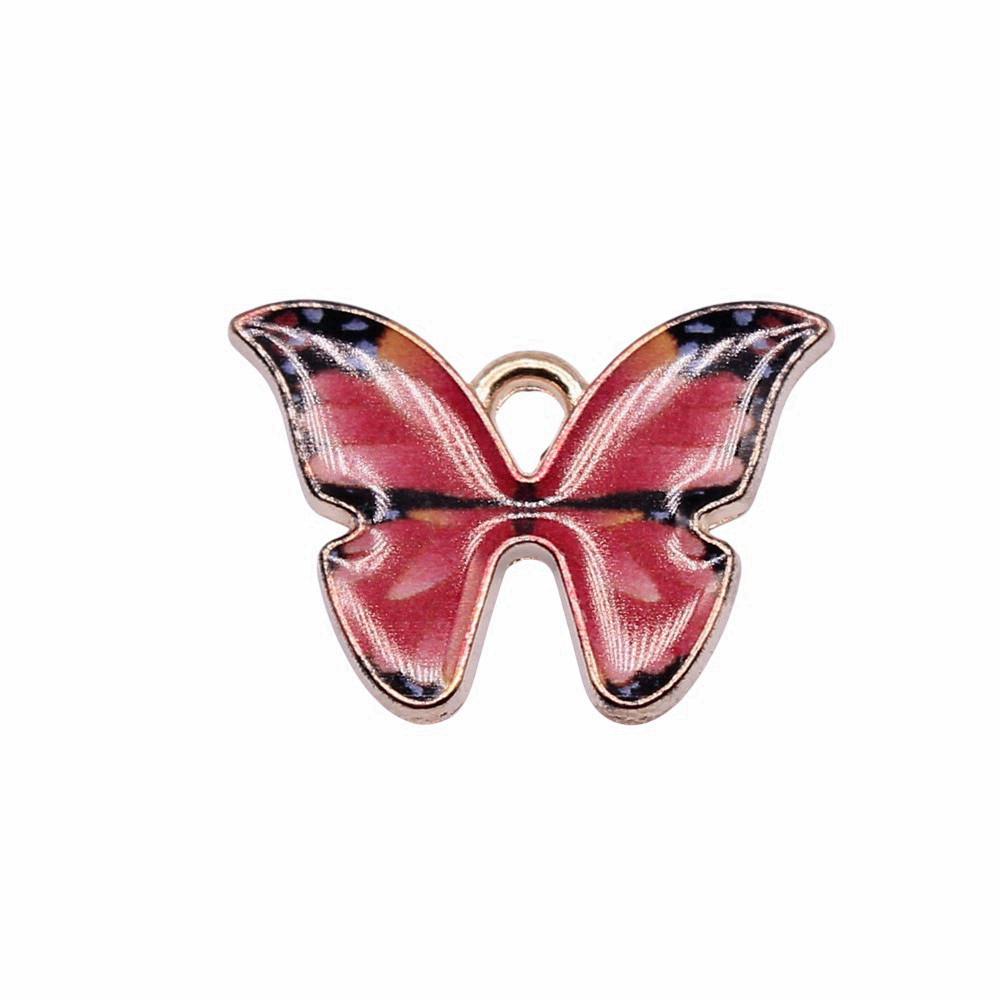Enamel Charms Multi Color Butterfly Pendants For Floral Themed Jewelry