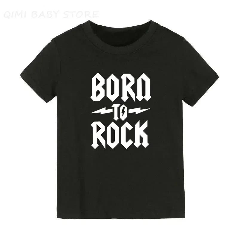 Born To Rock Kids TShirt Boys Girls Unisex Baby Clothes Cool Fashion Style Tops Children Summer Short Sleeve Graphic Tee Shirt