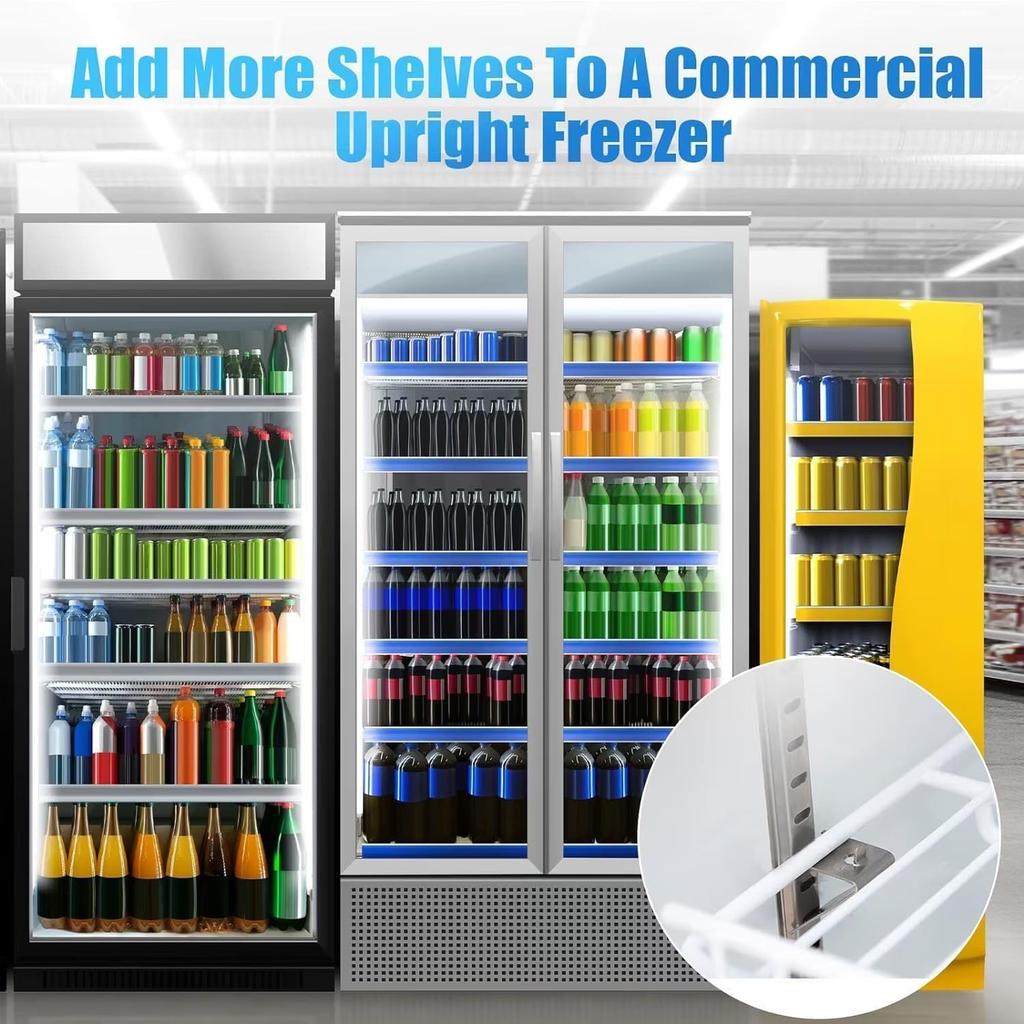 16 Pack 1.5mm Stainless Steel Freezer Shelf Fixing Clip Suitable for Refrigerators Freezers Etc. Silver
