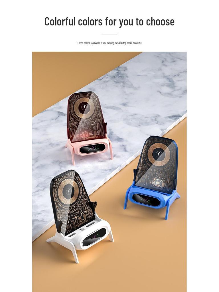 Fast Charging Transparent Wireless Speaker & Phone Holder with Magnetic Suction