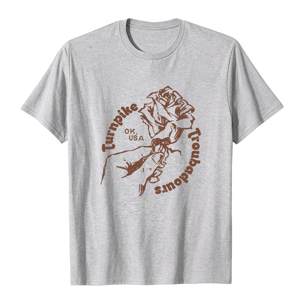 TURNPIKE TROUBADOURS Rose Tee Summer Cotton Short Sleeve Male Tshirts Streetwear Unisex Design Graphic Print Merch Soft Casual