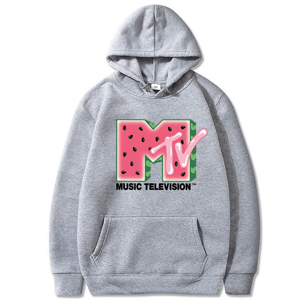 MTV Music Television Watermelon Potlač Mikiny s kapucňou Módna mikina Hip Hop Ležérne Unisex Jesenné Zimné Flísové Topy Sudaderas