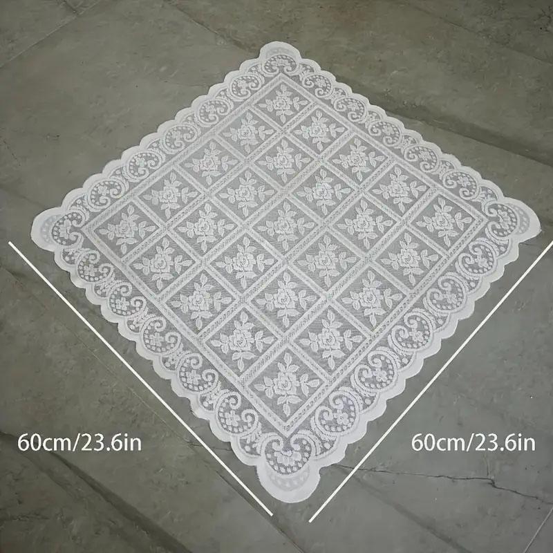 One Antique Embroidered Lace Tablecloth - Solid Color Elegant Flower Cut Process Polyester Square Tablecloth, 100% Polyester