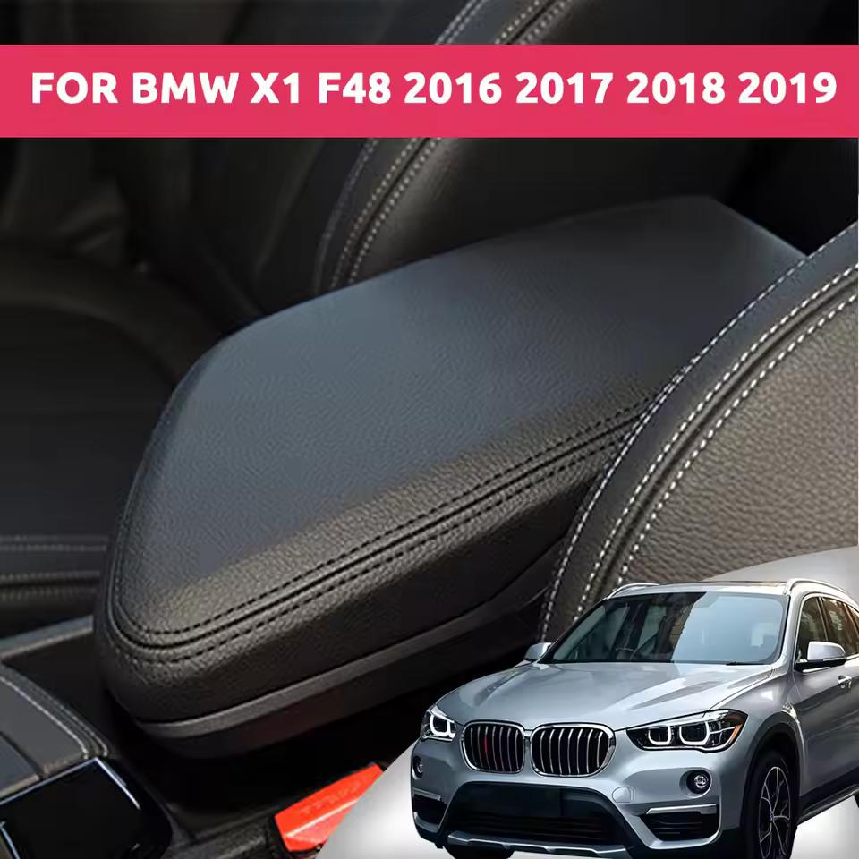 Pouze LHD Pro BMW X1 F48 2016 2017 2018 typ s elastickým páskem Semišová kůže Víko středové konzoly Kryt loketní opěrky Dekorační lišta