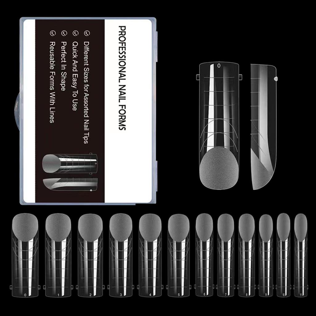 120 stk. Klar Full Dekning Dualt Neglesystem Form UV Gel Akryl Neglekunst Form Kunstige Negletipper med Skala for Forlengelse