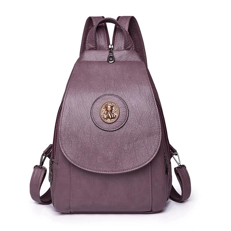 Soft Leather Backpack for Women 2025 New Fashionable Small Backpack Chest Bag Retro Casual Multi-purpose Single Shoulder Bag