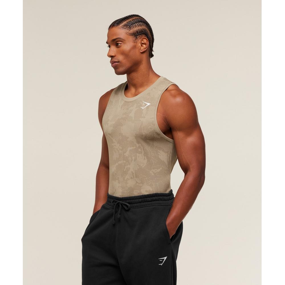 Gymshark Geo Seamless Tank Cement Brown Soul Brown A6a3k Nc8v