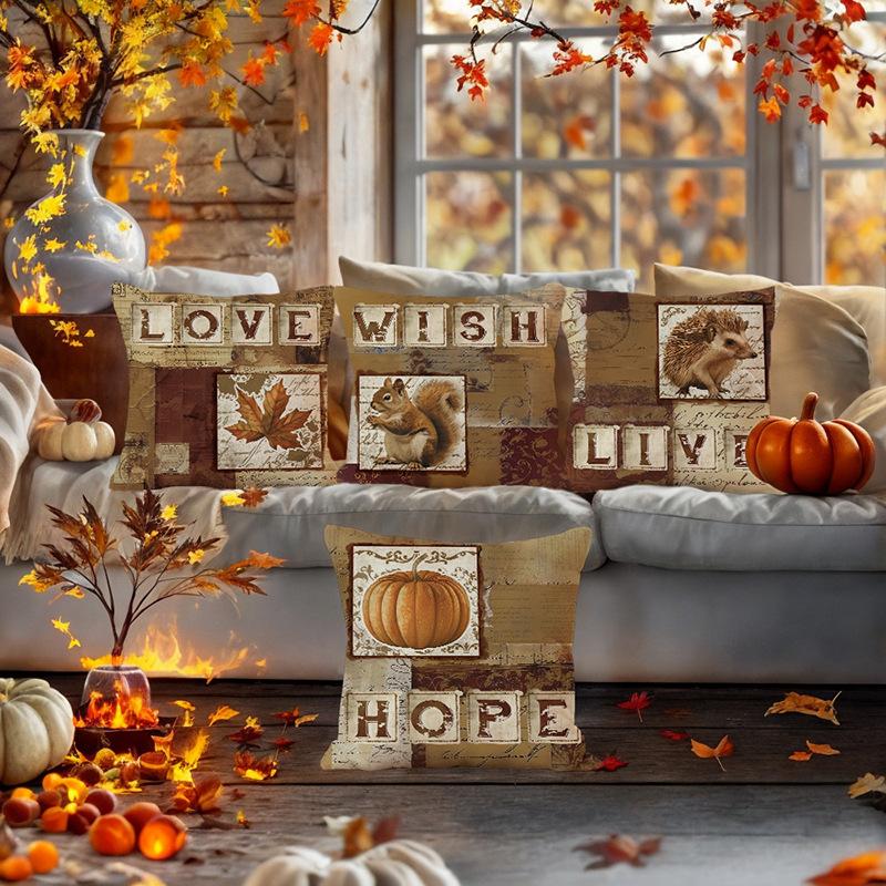 Printed Pillow Cover Cute Animal Linen Living Room Decoration Pillow Cover Bedroom Headboard Cushion Cover