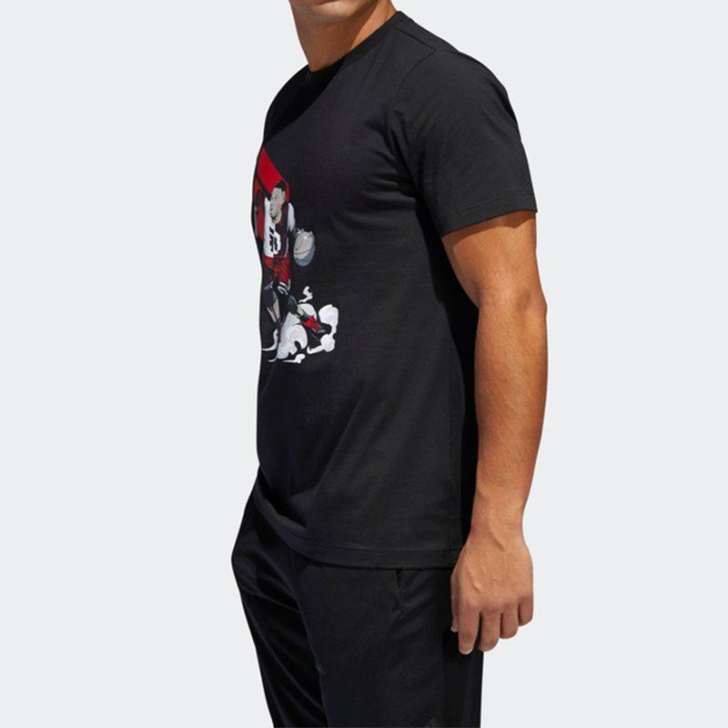 adidas T Shirts Men's Black Crew Neck Moderate Straight Fit DU6294