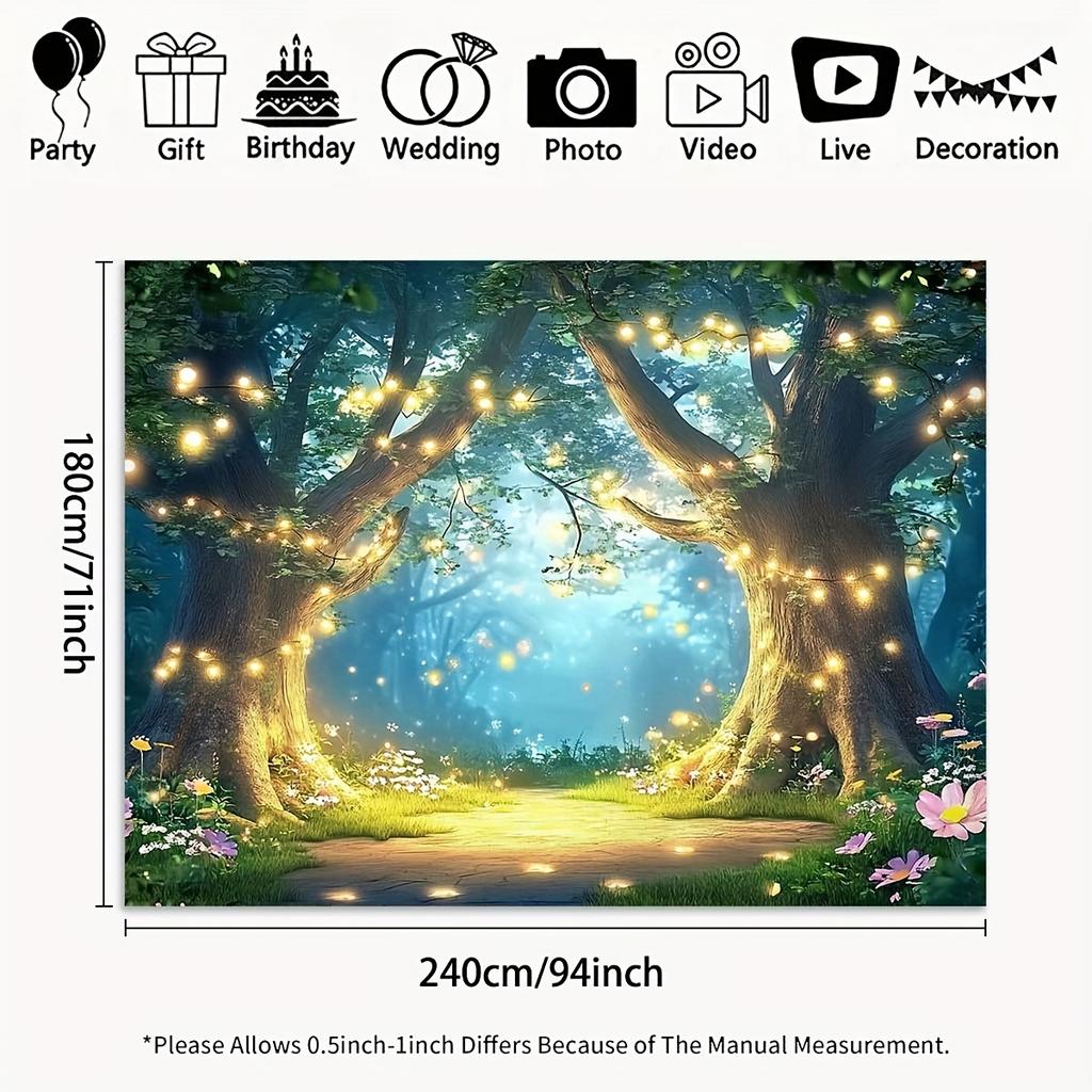 Enchanting Forest Starry Sky Trail Background Suitable for Indoor and Outdoor Photo Parties Birthdays and Anniversaries