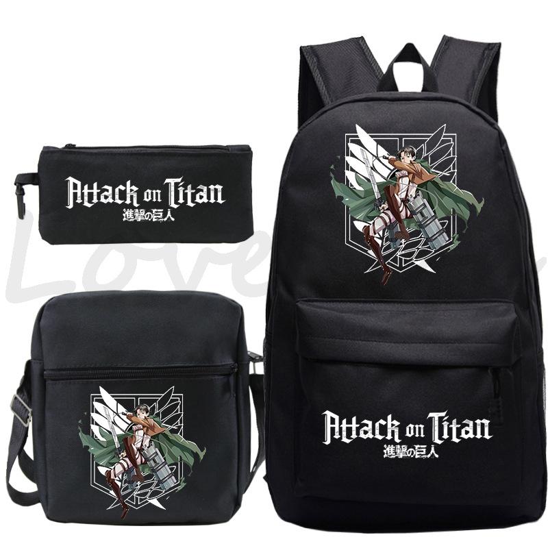 Animation Peripheral Student School Bag Crossbody Bag Pencil Bag Three-Piece Outdoor Backpack