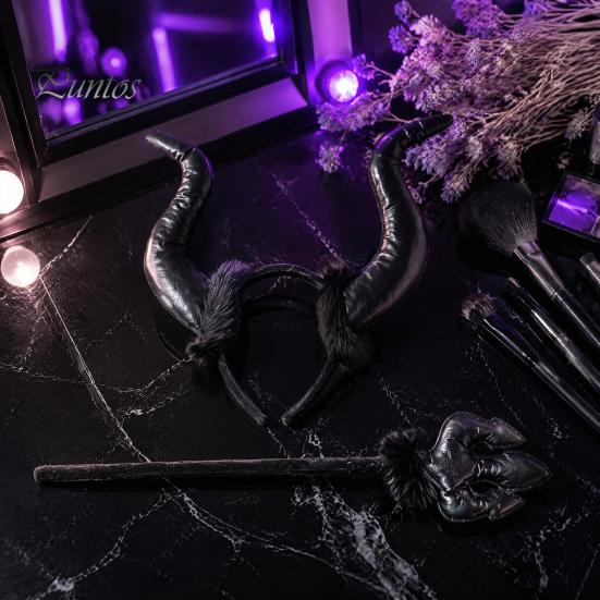 Lightweight Halloween Costume Headband Devil Horn Headband, Black Demon Hand Gothic Hair Accessories for Parties Stick Photo Shoot, Cosplay,