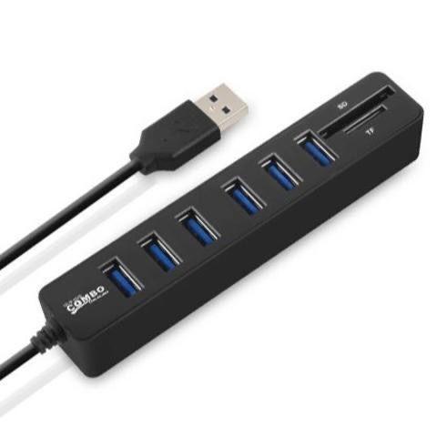 

USB 2.0 HUB Cable Splitter Combo Converter USB Disk TF Micro SD Card Reader Extend Adapter Data Transfer Phone Charging Dock чёрный