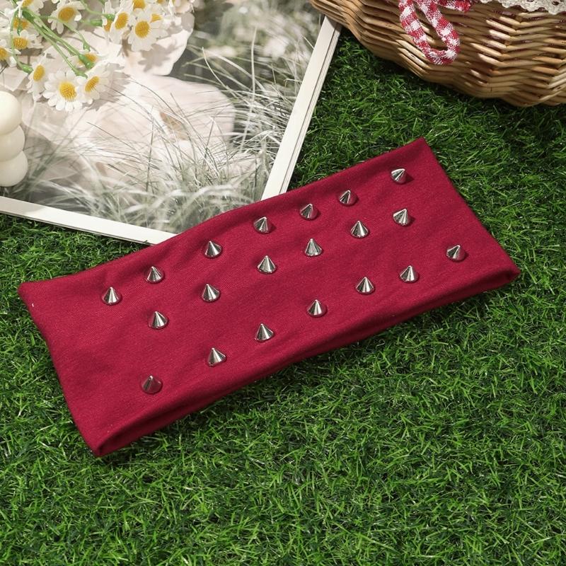 Fascia per Capelli Elastica Antiscivolo Elasticizzata con Borchie Rivettate Fascia per Capelli Traspirante per Donna Uomo Unisex da Indossare per Attività Sportive