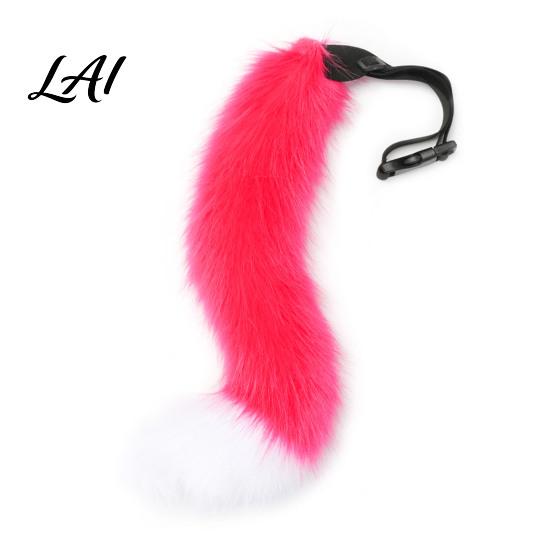 Cosplay Furry Tail Plush Fox Mask Fluffy Tail Costumes Props Fuzzy Adjustable Elastic Mask for Costume Party Anime Convention And Role Play