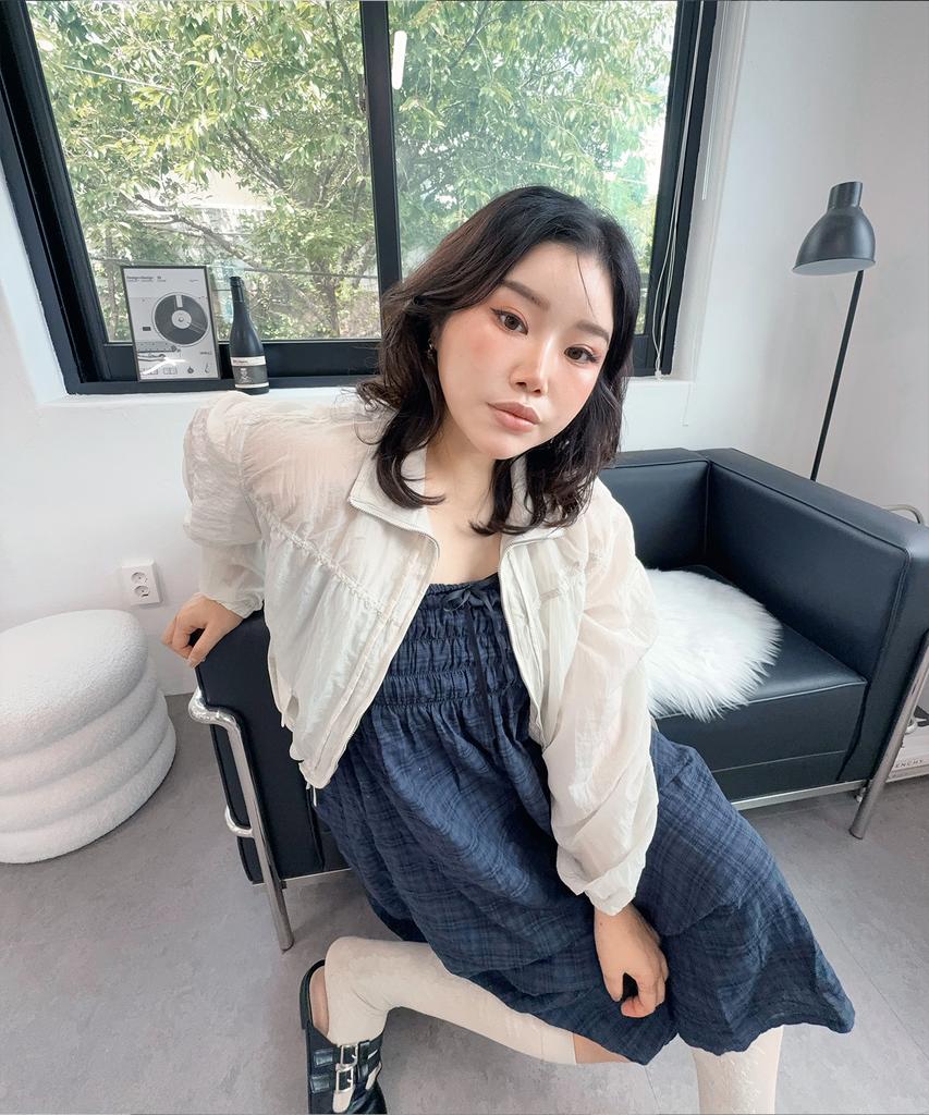 Plasma Sphere Smoke Shirred Check Ribbon Low-Rise Maxi Skirt_Navy