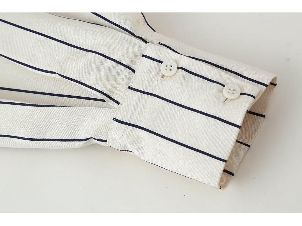 Women's Fashion Striped Fluffy Sleeve Shirt & Pants Set - 2026 Trending Style