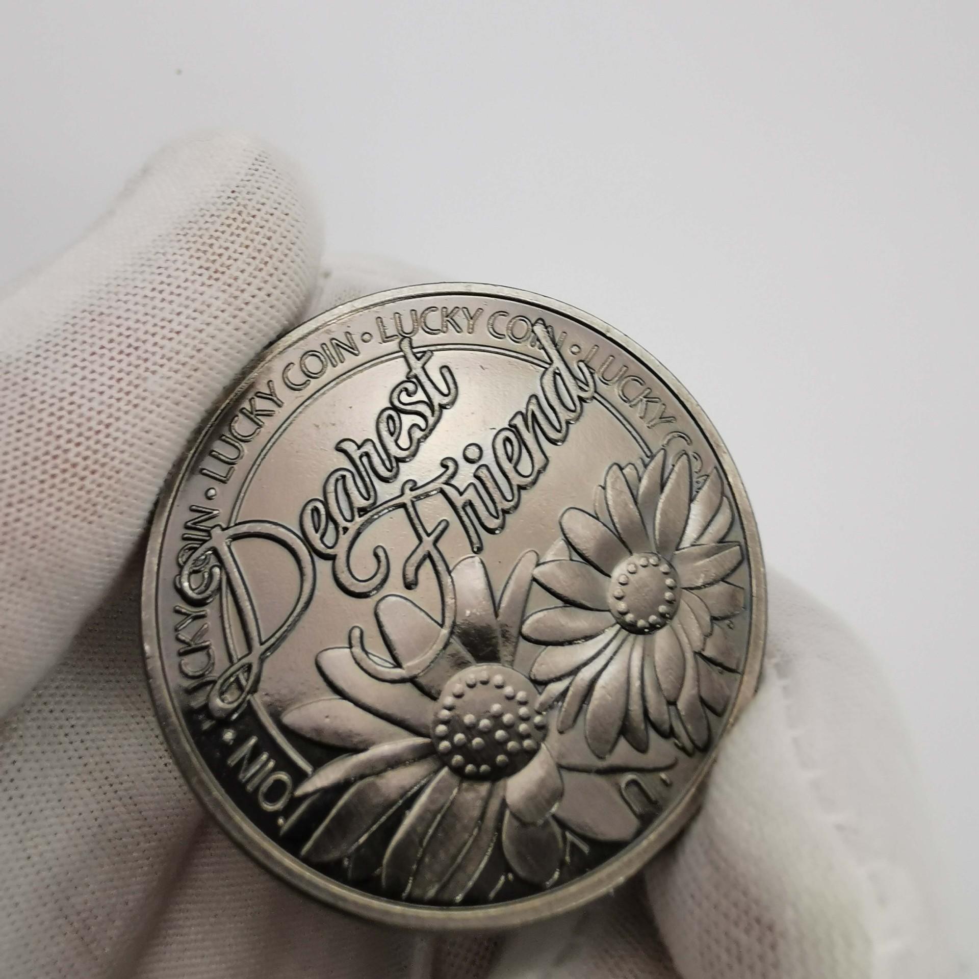 Russian antique daisy, friendship, luck, antique, nickel plated commemorative medal, collection, plant, love, coin